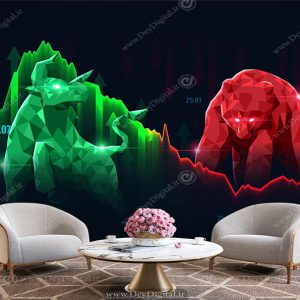پوستر دیواری طرح بازار خرسی و گاوی ارز دیجیتال