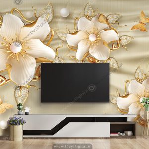 پوستر دیواری پشت تی وی گل سه بعدی BA-4304