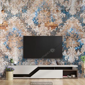 پوستر دیواری سه بعدی کلاسیک گل داماسک BA-4325
