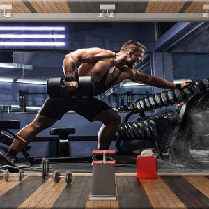 پوستر دیواری خفن ورزشی حرکت زیربغل تک دمبل خم