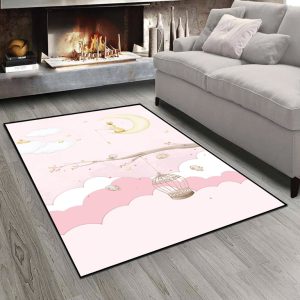 فرش چاپی عروسکی خرگوش نشسته روی هلال ماه