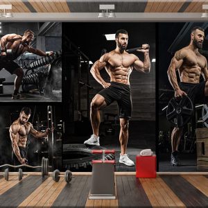 کاغذ دیواری سه بعدی تناسب اندام با زمینه مشکی
