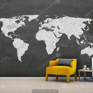 پوستر دیواری سه بعدی نقشه قاره های جهان