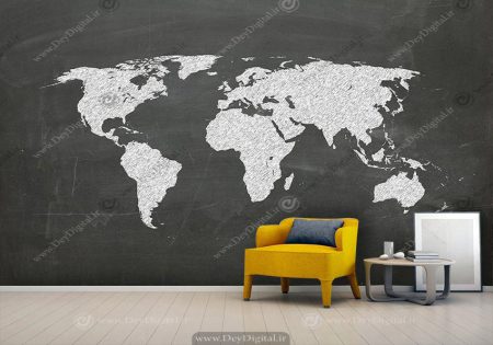 پوستر دیواری سه بعدی نقشه قاره های جهان