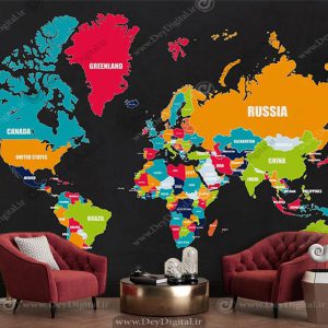 پوستر دیواری نقشه قاره های جهان در سایز بزرگ