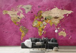 پوستر دیواری سه بعدی نقشه قاره های جهان =
