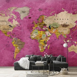پوستر دیواری سه بعدی نقشه قاره های جهان =