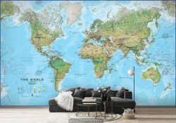 کاغذ دیواری سه بعدی نقشه جهان