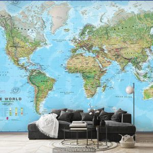 کاغذ دیواری سه بعدی نقشه جهان