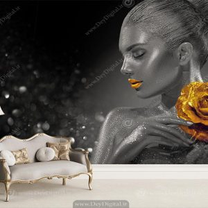 پوستر دیواری چهره مشکی طلایی مدرن
