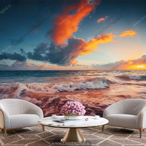 پوستر دیواری سه بعدی غروب دریا
