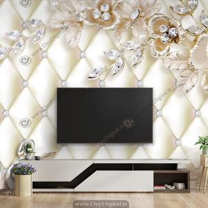 پوستر دیواری پشت تلویزیون سه بعدی گل BA-4510