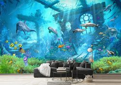 پوستر دیواری دریایی طرح ماهی های زیر دریا