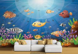 پوستر دیواری دریایی و ماهی‌های رنگی