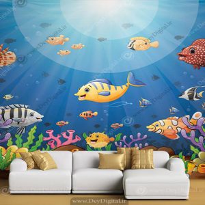 پوستر دیواری دریایی و ماهی‌های رنگی