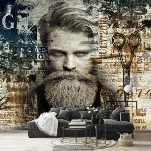 پوستر دیواری طرح چهره مرد با حروف انگلیسی