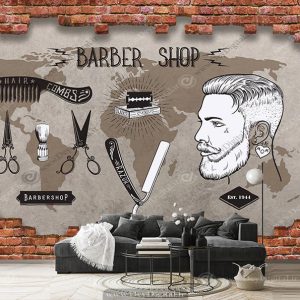 پوستر دیواری طراحی شده برای آرایشگاه مردانه وکتور لوازم مو کوتاهی