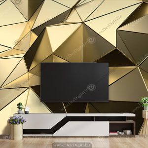 پوستر دیواری پشت تلویزیون سه بعدی طلایی BA-4820