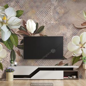 پوستر دیواری پشت تلویزیون لاکچری گل BA-4841