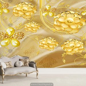 پوستر گل طلایی سه بعدی BA-4851
