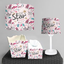 ست چراغ خواب و ساعت و لوستر دخترانه با عنوان ستاره