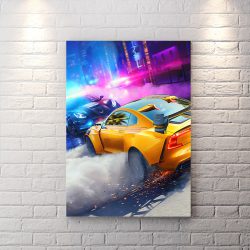 تابلو گیمینگ بازی need for speed طرح کوروت پلیس و پولستار زرد