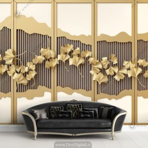 پوستر دیواری سه بعدی گل طلایی BA-5024