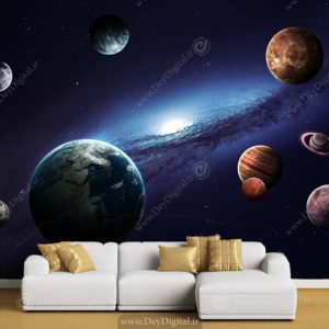 پوستر دیواری سه بعدی کهکشان و سیاره‌ها