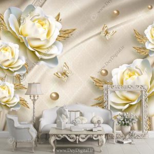 پوستر دیواری پشت تلویزیون گل سه بعدی BA-5203