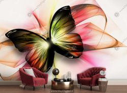 پوستر دیواری طرح پروانه سه بعدی با رنگ های خاص
