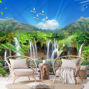 پوستر دیواری سه بعدی طبیعت سبز BA-5212