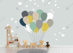 پوستر دیواری برای اتاق نوزاد طرح بادکنک های رنگی و ستاره