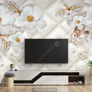 پوستر دیواری پشت تلویزیون سه بعدی گل BA-5334
