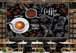 پوستر سه بعدی با طرح ادوات قهوه ساز
