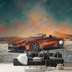 پوستر سه بعدی ماشین بی ام و قهوه ای براق