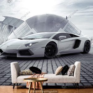 کاغذ دیواری ماشین سفید لاکچری