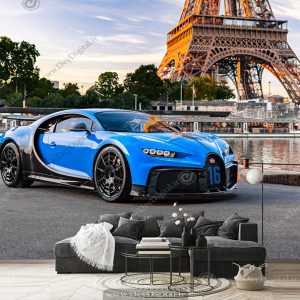کاغذ دیواری ماشین لامبورگینی آبی براق