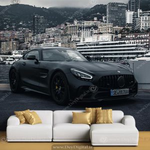کاغذ دیواری سه بعدی ماشین خارجی مشکی