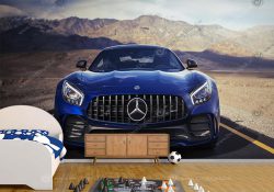 پوستر اتاق پسر طرح سه بعدی ماشین بنز آبی