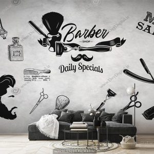 برچسب دیواری سه بعدی طرح پیرایش مردانه