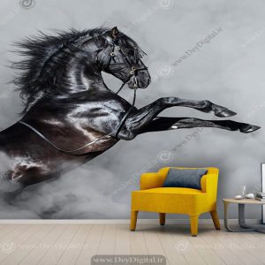 پوستر سه بعدی اسب وحشی سیاه