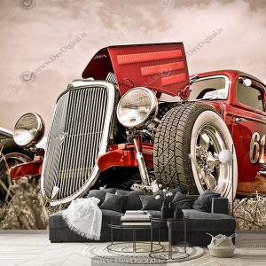 پوستر سه بعدی ماشین کلاسیک مسابقه ای