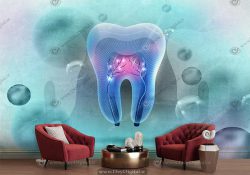 پوستر دیواری مطب دندانپزشکی با طرح مفهومی از دندان