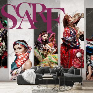 کاغذ دیواری سه بعدی برای روسری فروشی