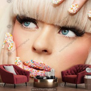 پوستر دیواری آرایشگاه زنانه طرح مدل خانوم میکاپ شده