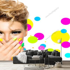 پوستر سه بعدی سالن زیبایی طرح مدل زن میکاپ شده
