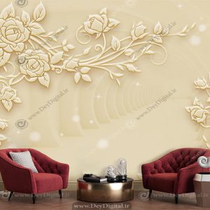 کاغذ دیواری طرح شکوفه طلایی