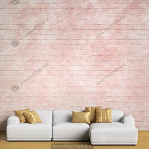 پوستر دیواری طرح آجر طیف رنگ سفید و صورتی