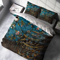 سرویس روتختی طرح خطاطی و گل نقتاشی
