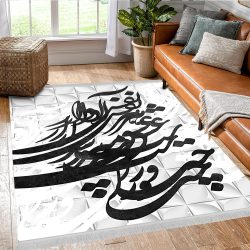 فرش اپی سنتی طرح خطاطی مشکی زمینه روشن